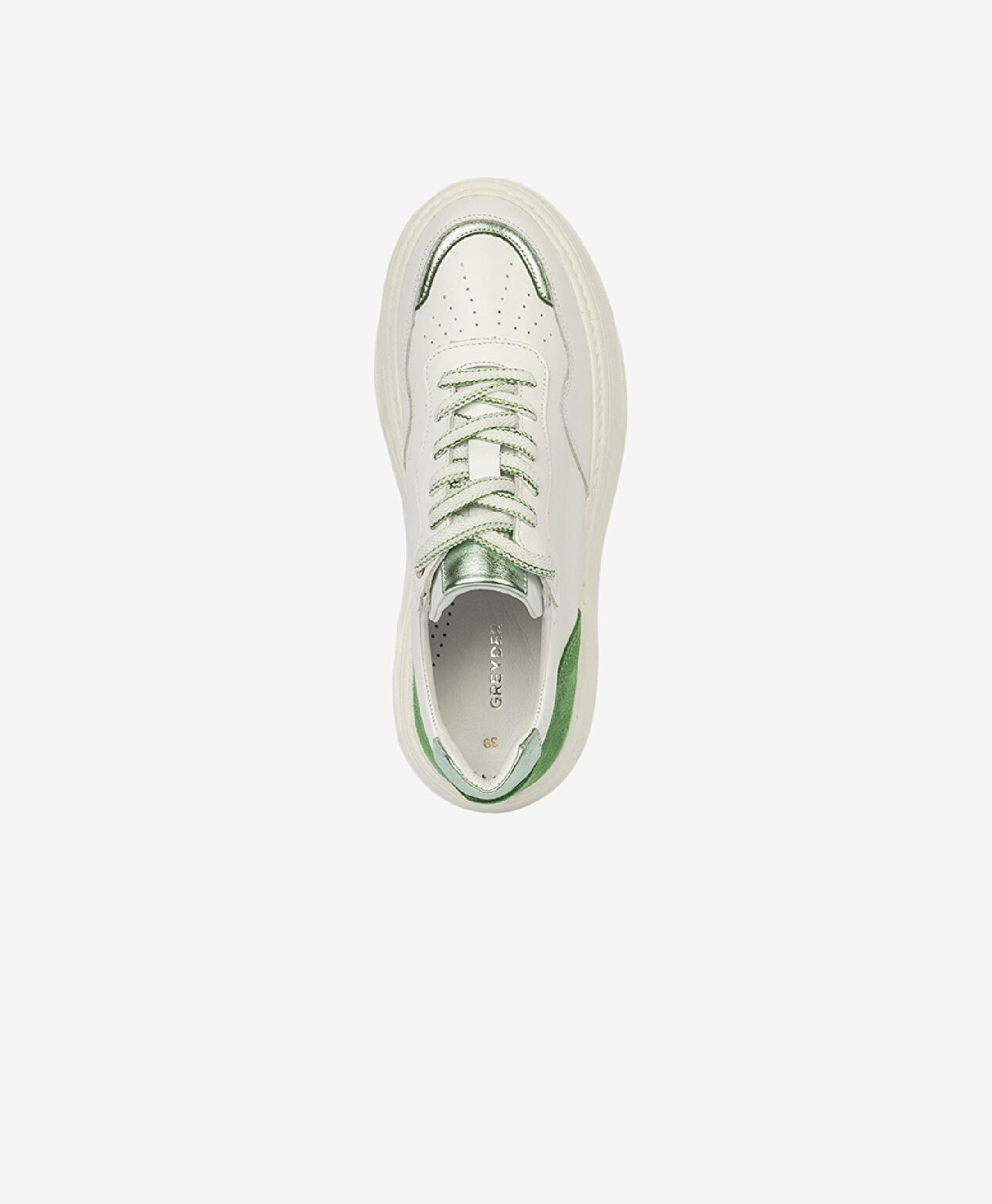 Kadın Beyaz Yeşil Hakiki Deri Sneaker Ayakkabı - 6