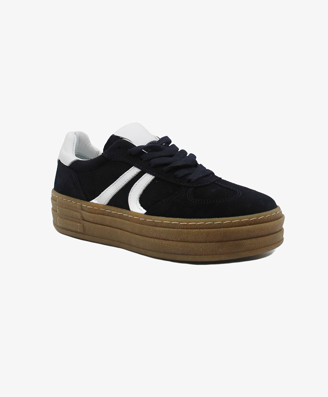 Kadın Lacivert Süet Hakiki Deri Sneaker Ayakkabı - 2