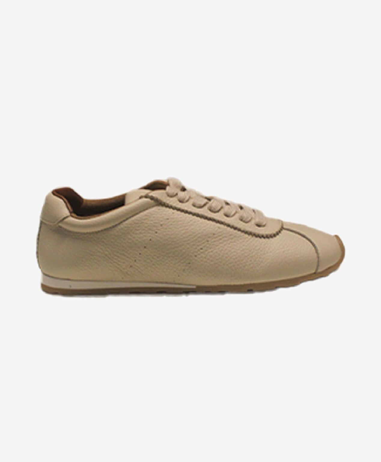 Kadın Bej Hakiki Deri Sneaker Ayakkabı - 1
