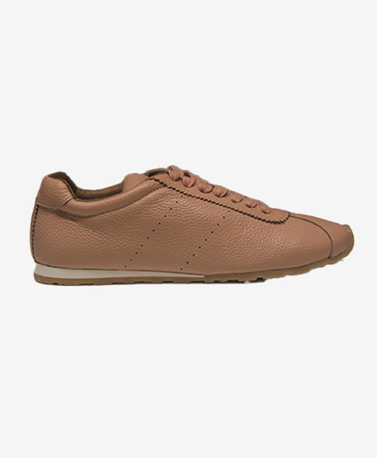 Kadın Pudra Hakiki Deri Sneaker Ayakkabı - 1
