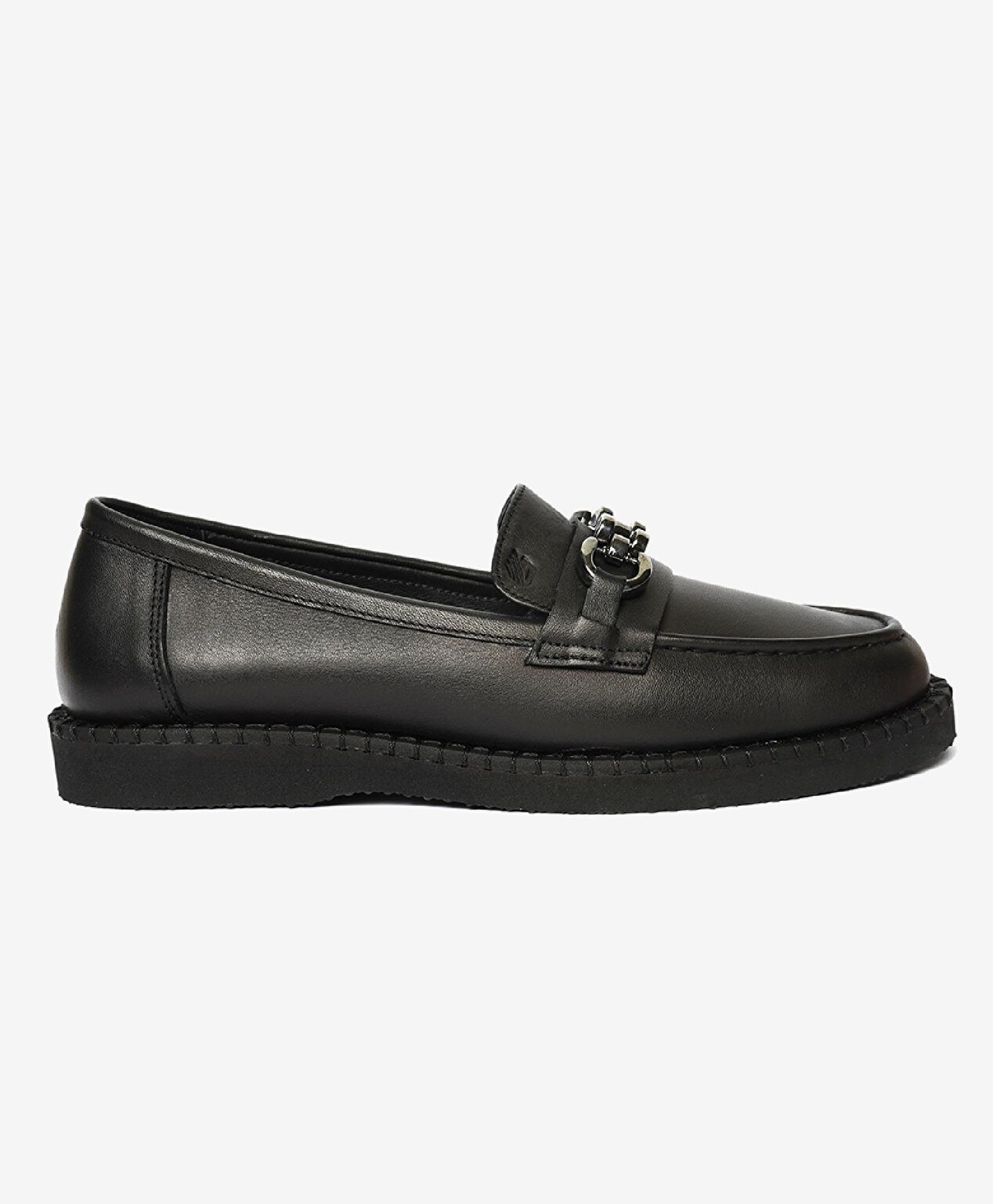 Kadın Siyah Hakiki Deri Loafer Ayakkabı - 1