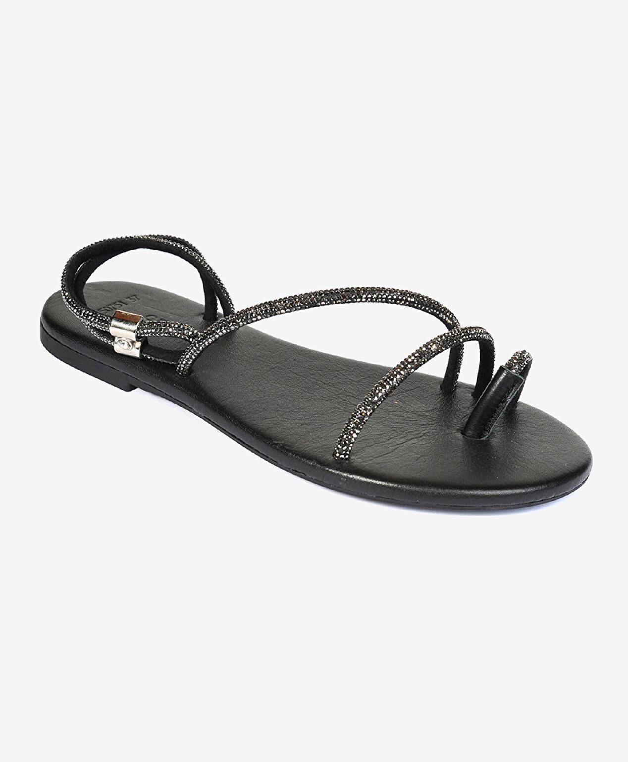 Kadın Platin Hakiki Deri Sandalet - 1