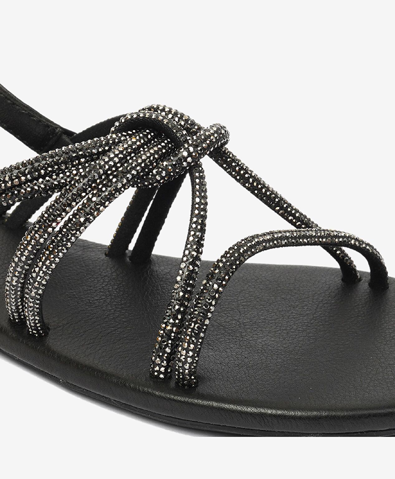 Kadın Platin Taşlı Hakiki Deri Sandalet - 5