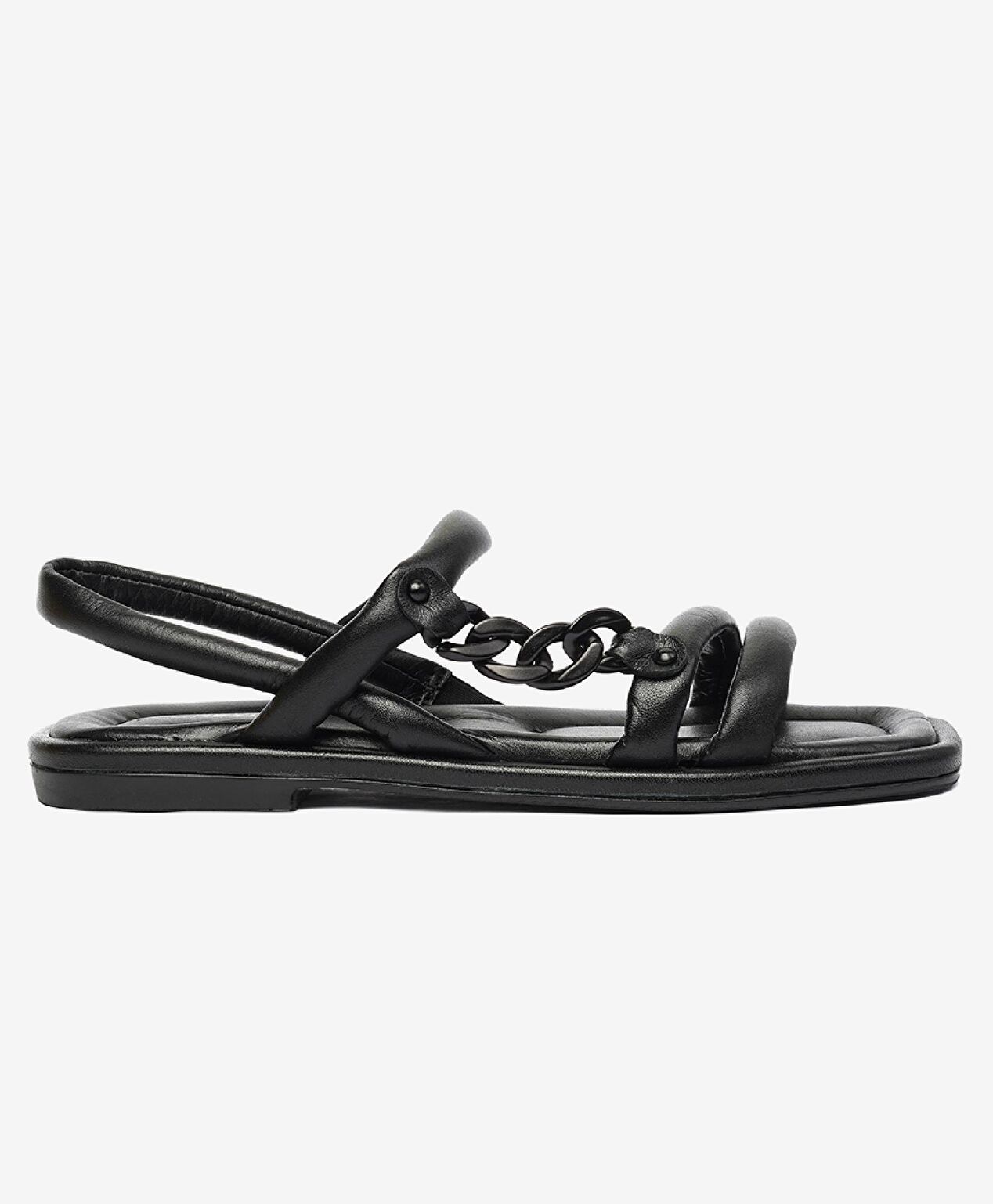 Kadın Siyah Hakiki Deri Sandalet - 1