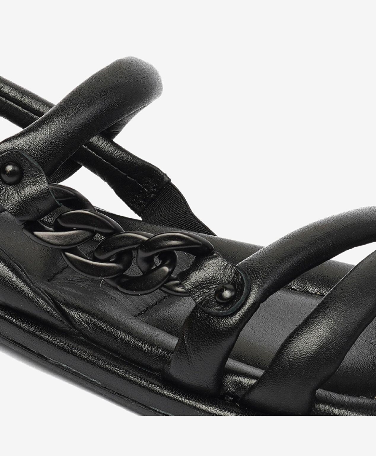 Kadın Siyah Hakiki Deri Sandalet - 5