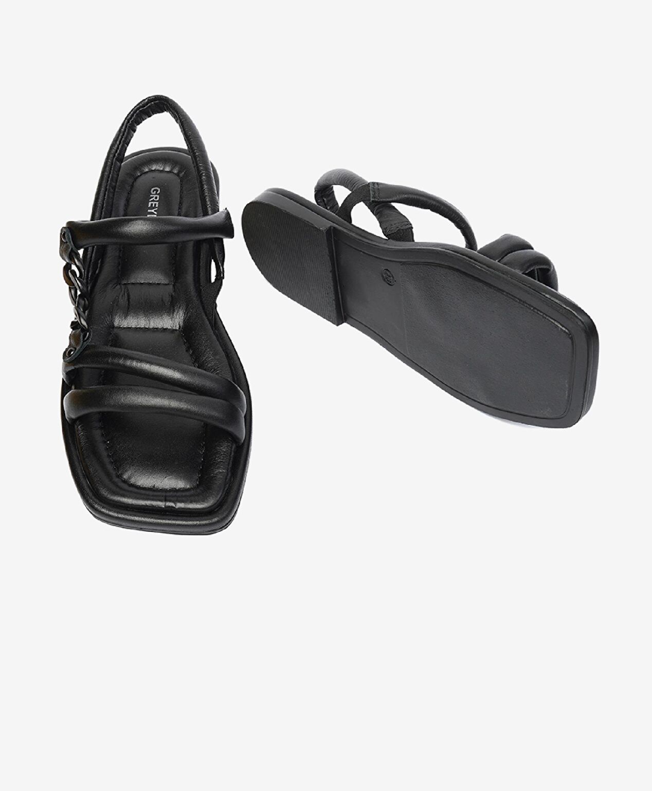 Kadın Siyah Hakiki Deri Sandalet - 6