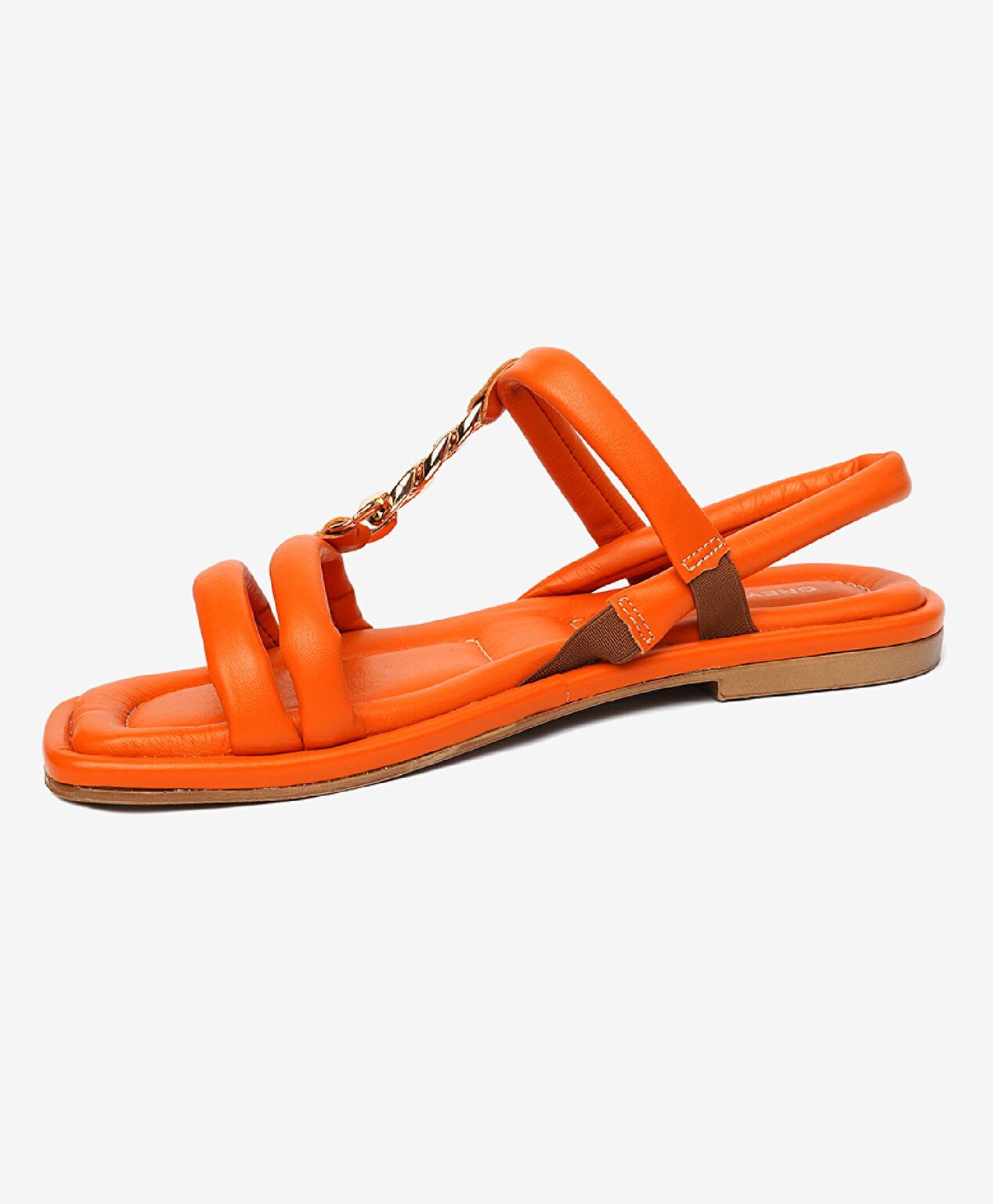 Kadın Turuncu Hakiki Deri Sandalet - 3