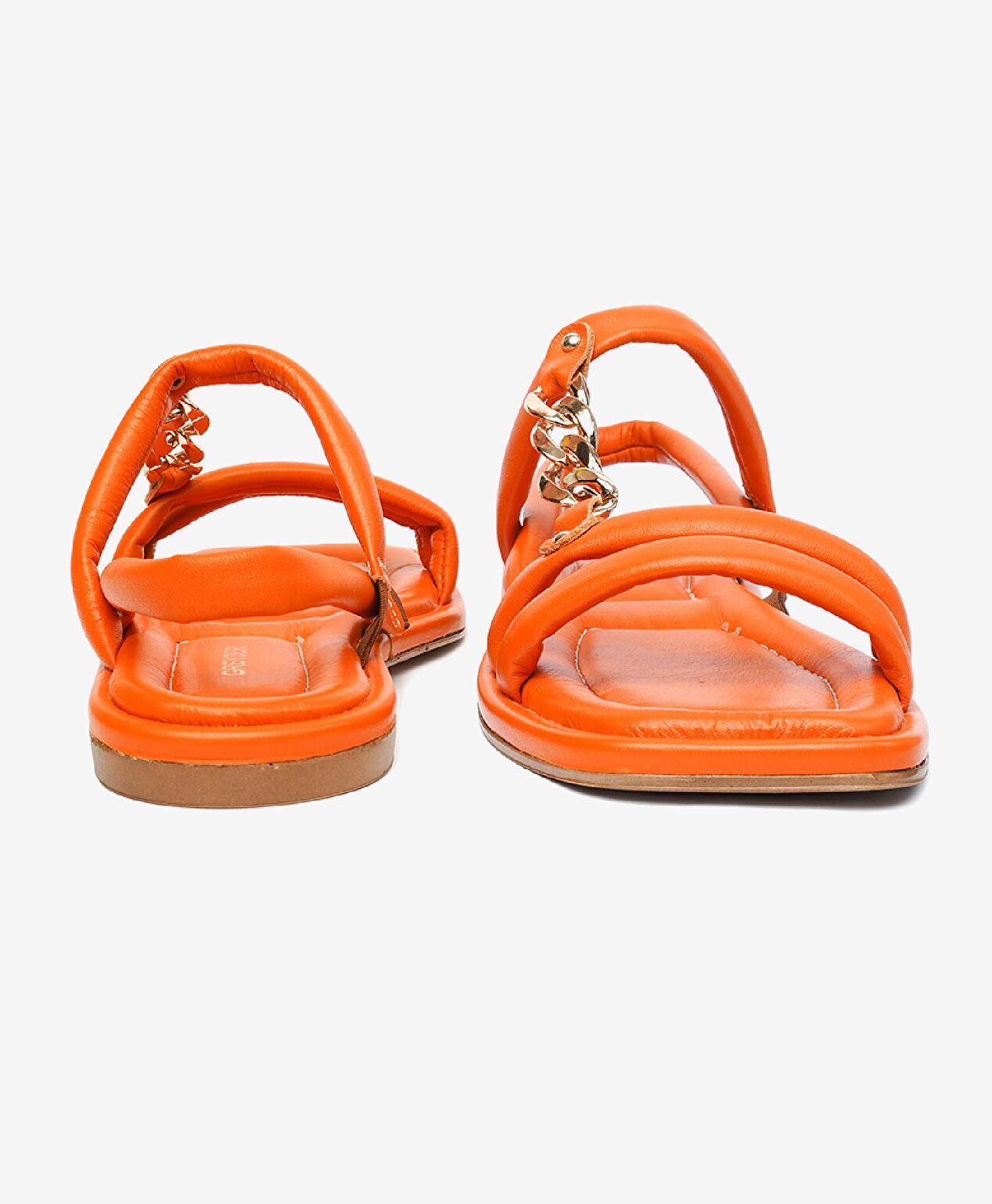 Kadın Turuncu Hakiki Deri Sandalet - 7