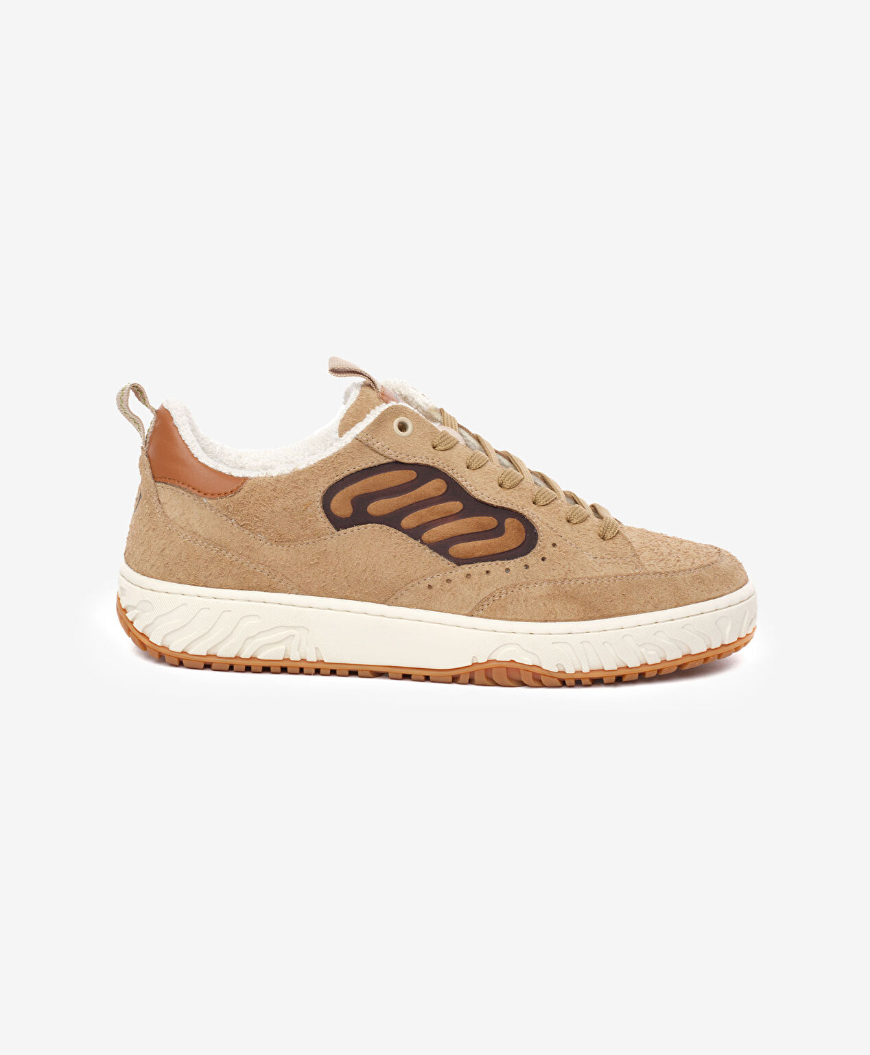 Erkek Ekru Hakiki Deri Sneaker Ayakkabı - 1