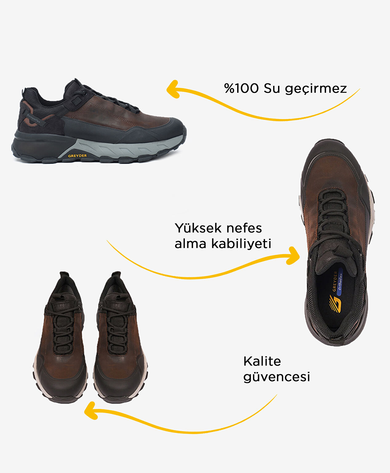 Erkek Kahverengi Hakiki Deri Su Geçirmez Outdoor Ayakkabı - 2