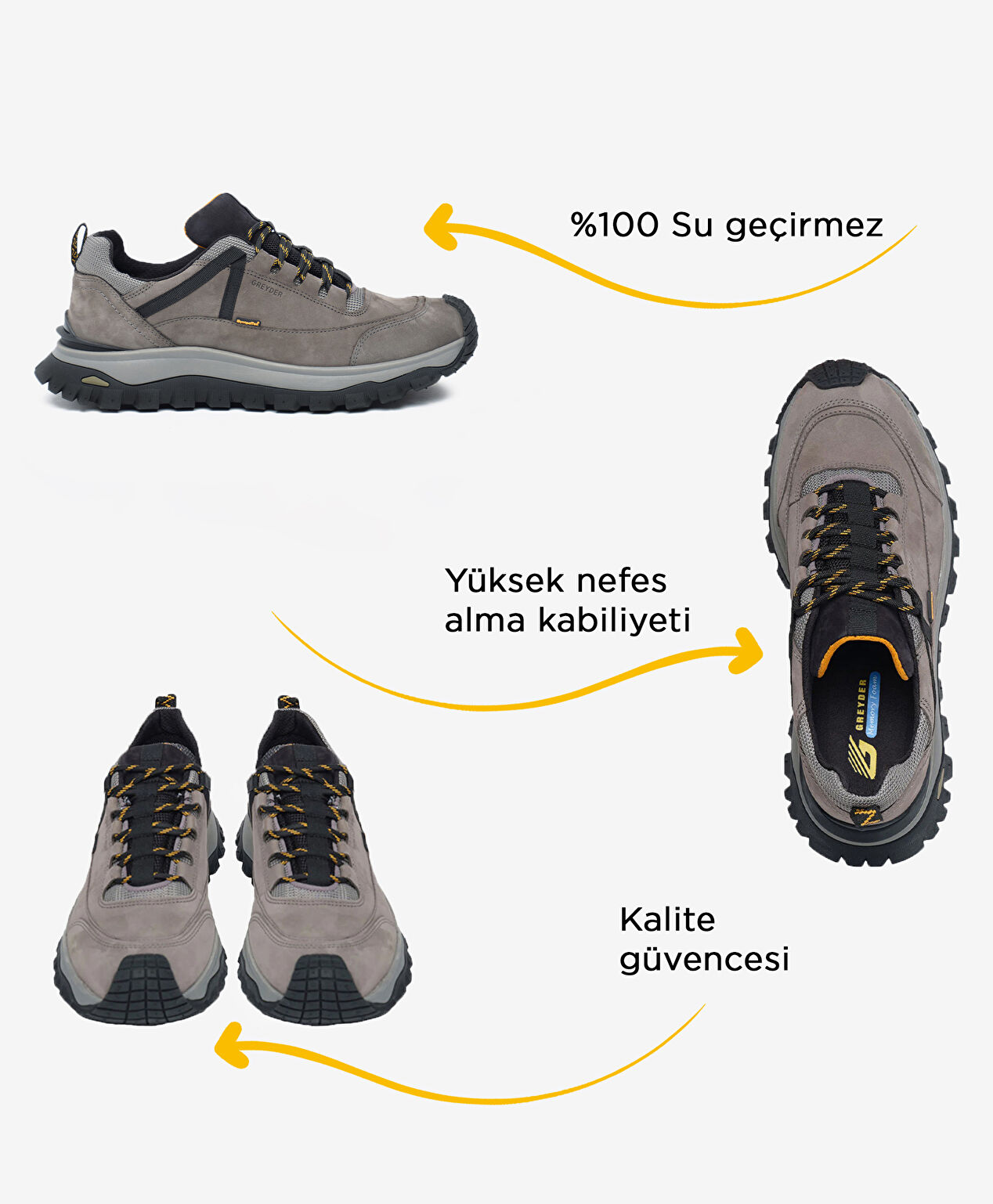 Erkek Koyu Gri Hakiki Deri Su Geçirmez Outdoor Ayakkabı - 2