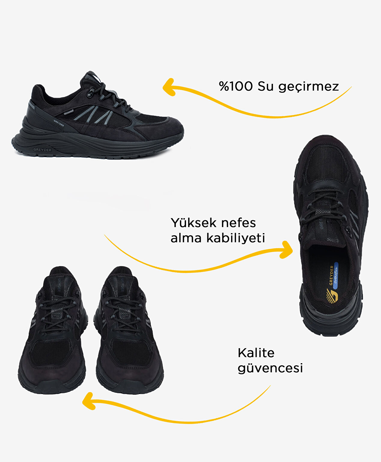 Erkek Siyah Hakiki Deri Su Geçirmez Outdoor Ayakkabı - 2