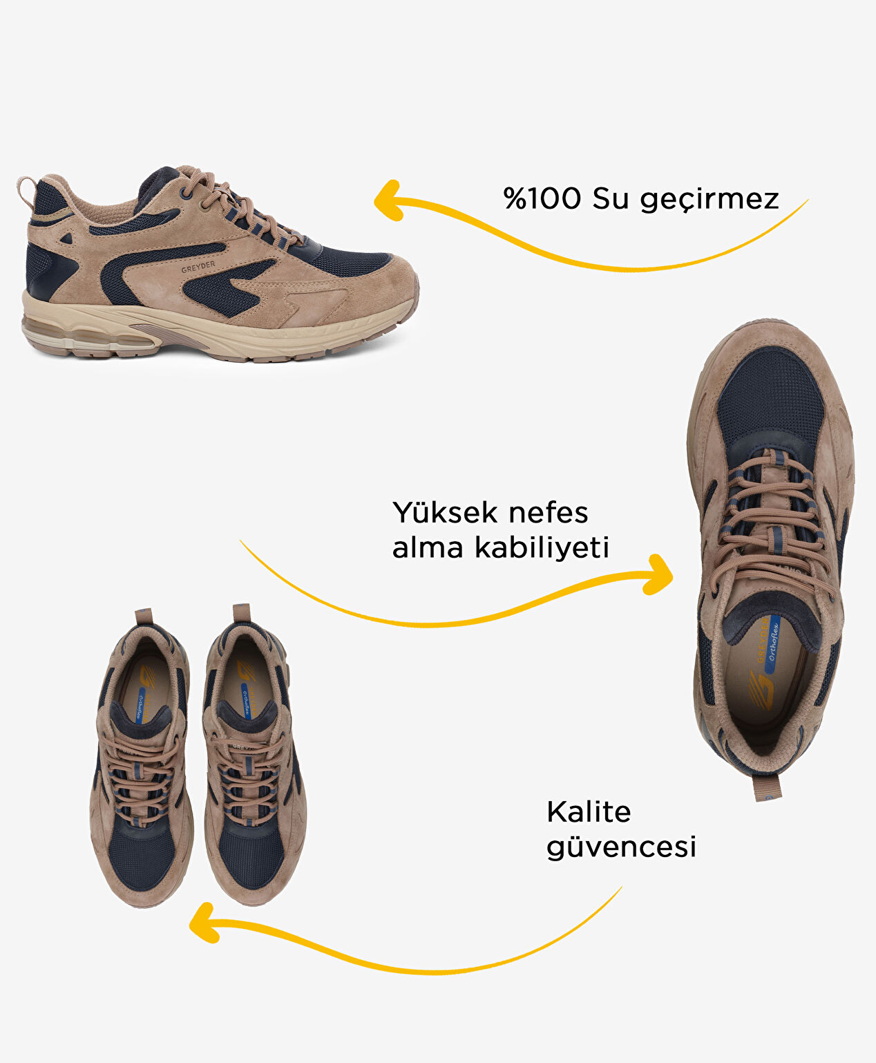 Erkek Vizon Hakiki Deri Su Geçirmez Outdoor Ayakkabı - 2