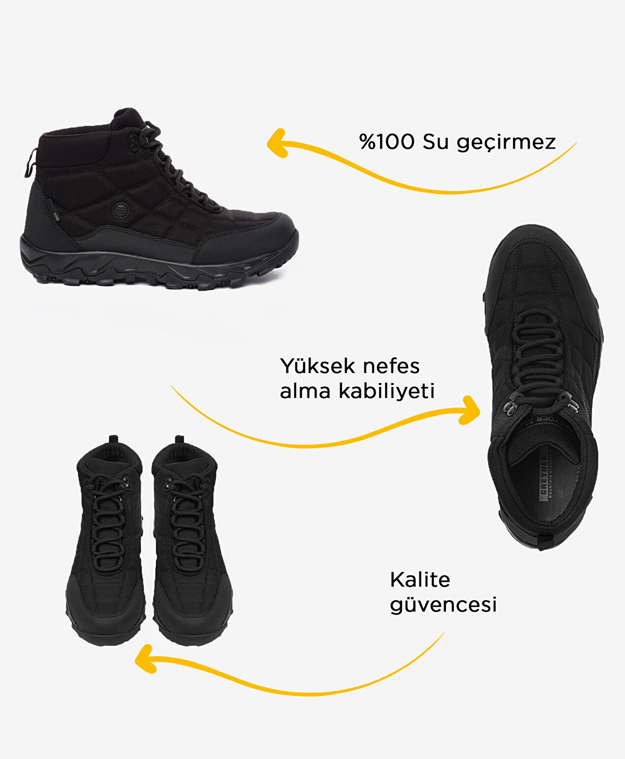 Erkek Siyah Su Geçirmez Outdoor Bot - 2