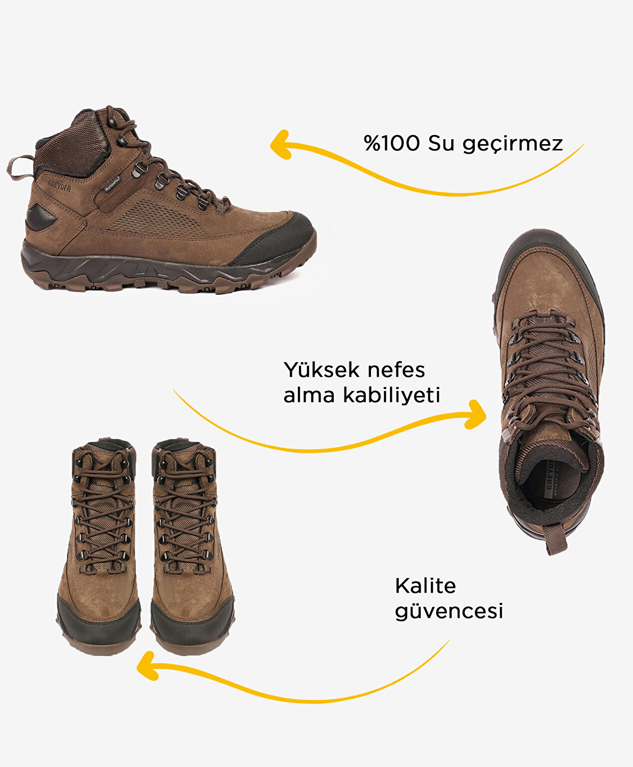 Erkek Duman Hakiki Deri Su Geçirmez Outdoor Bot - 3