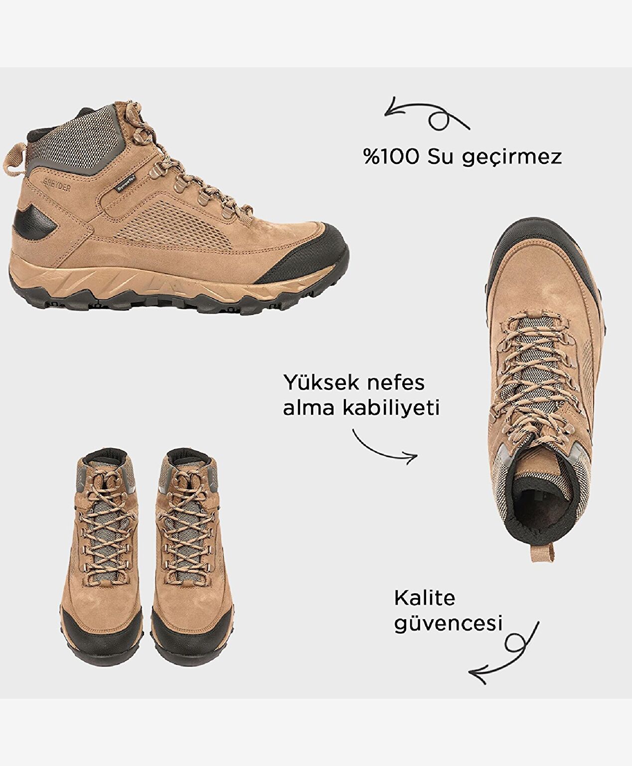 Erkek Vizon Hakiki Deri Su Geçirmez Outdoor Bot - 3