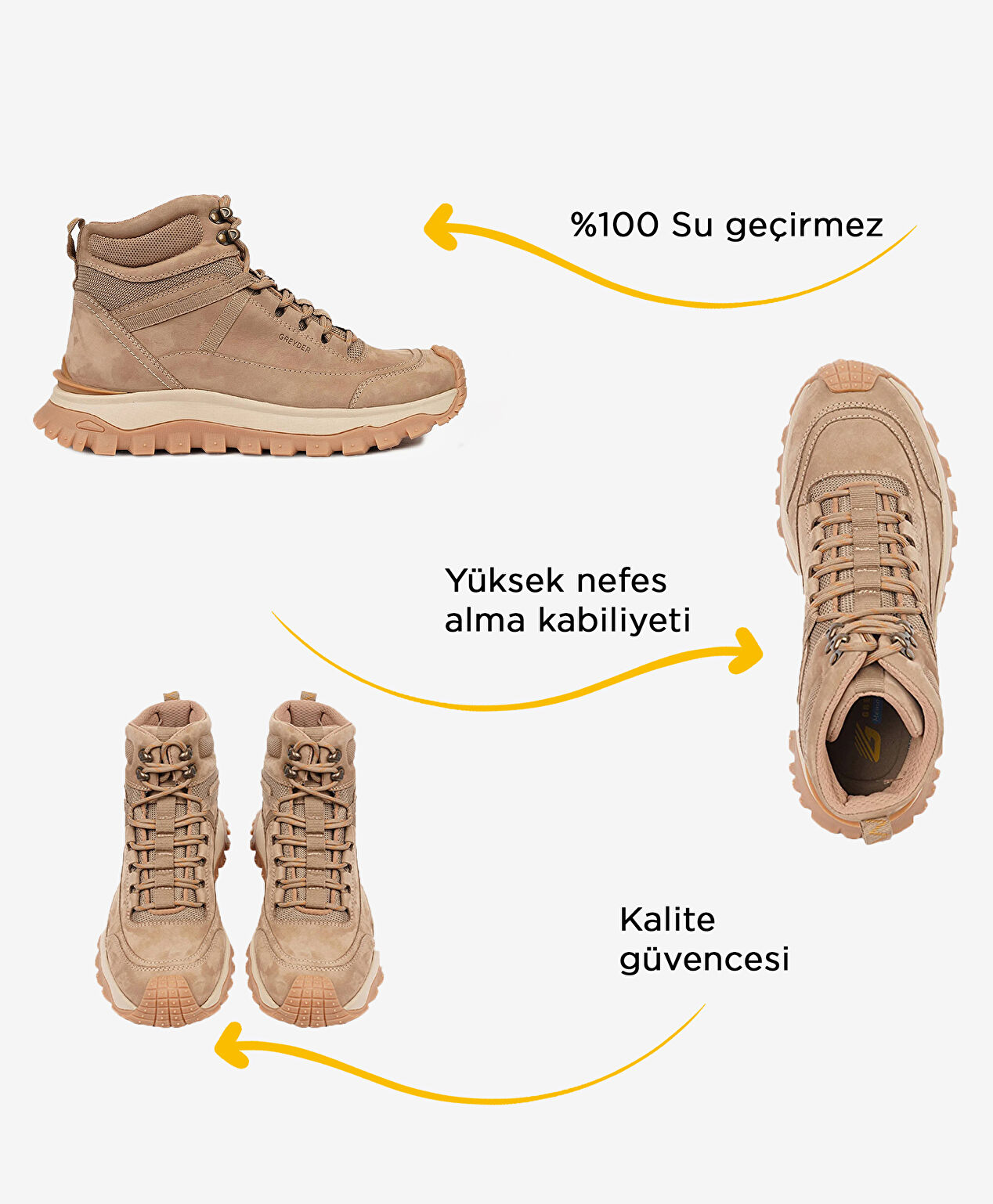 Erkek Vizon Hakiki Deri Su Geçirmez Outdoor Bot - 3