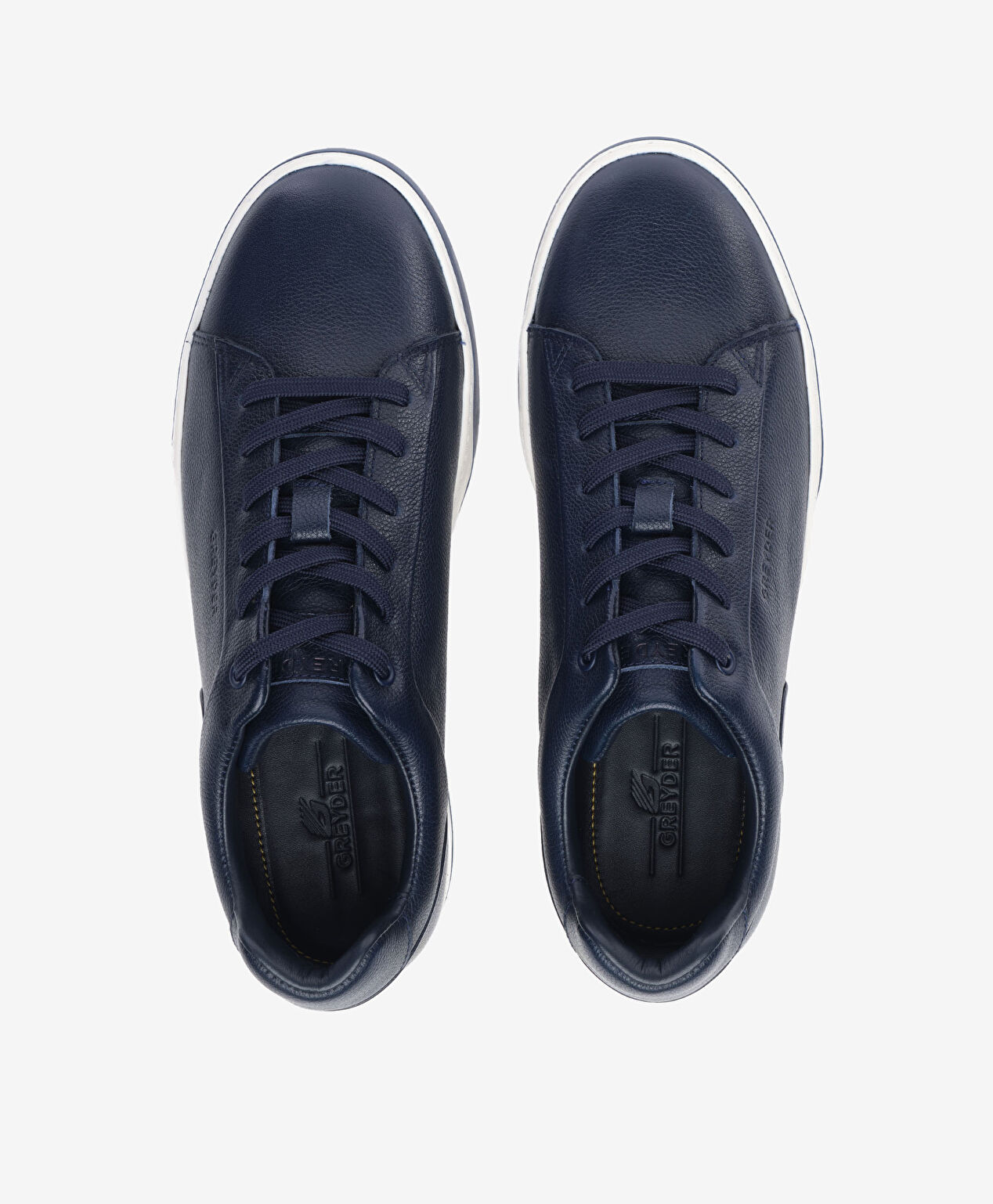 Erkek Lacivert Hakiki Deri Sneaker Ayakkabı - 5