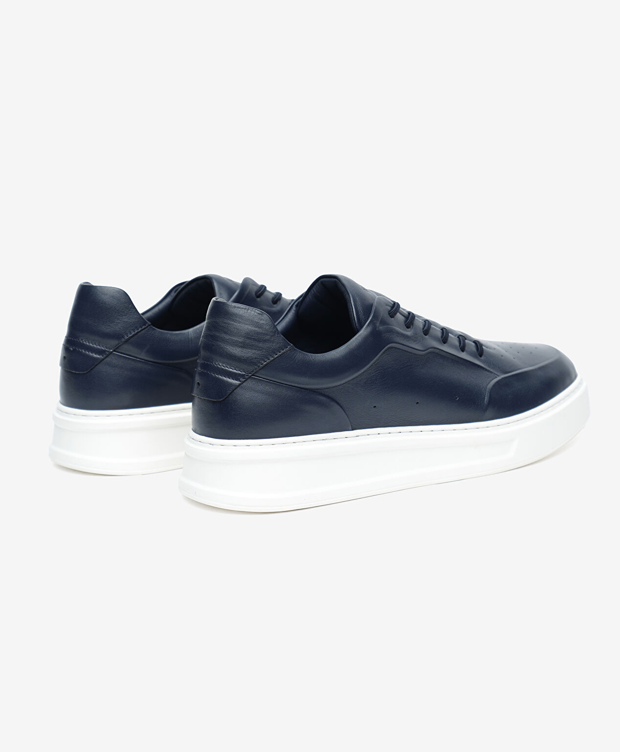 Erkek Lacivert Hakiki Deri Sneaker Ayakkabı - 4