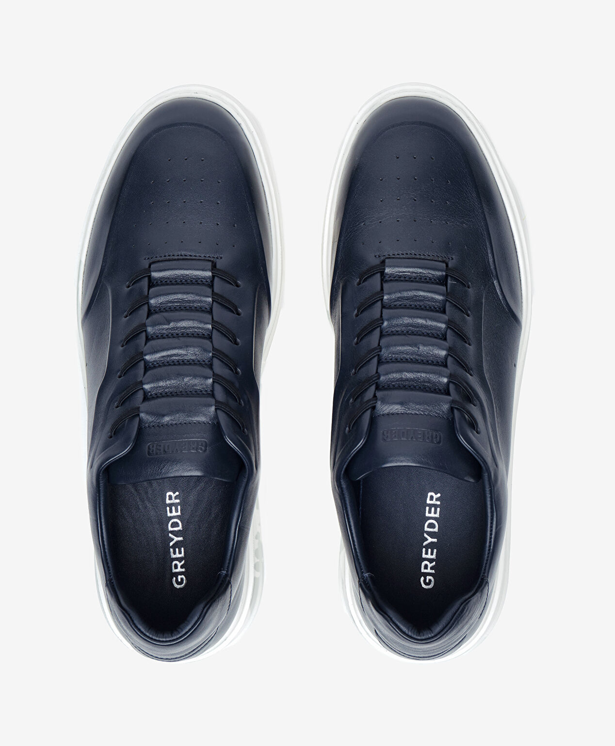 Erkek Lacivert Hakiki Deri Sneaker Ayakkabı - 5