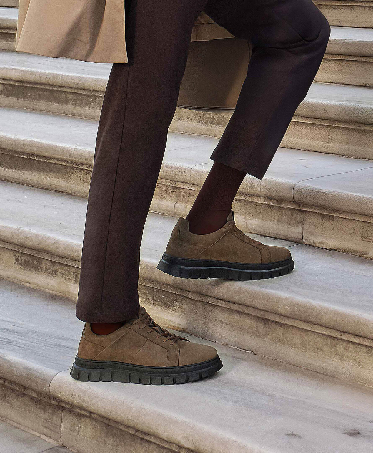 Erkek Duman Hakiki Deri Sneaker Ayakkabı - 7