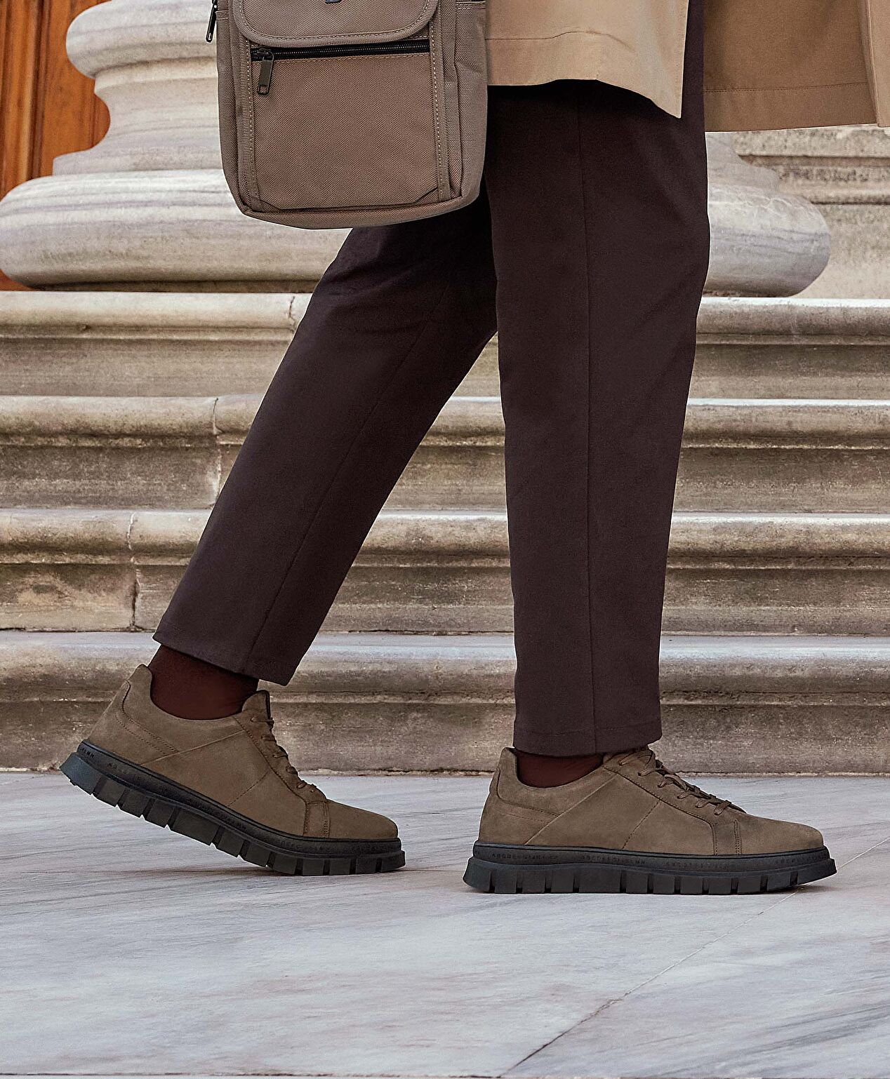 Erkek Duman Hakiki Deri Sneaker Ayakkabı - 8