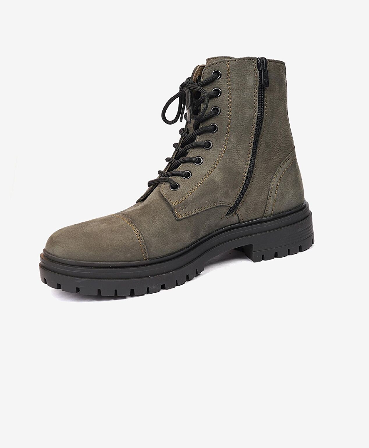 Erkek Haki Hakiki Deri Military Bot - 3