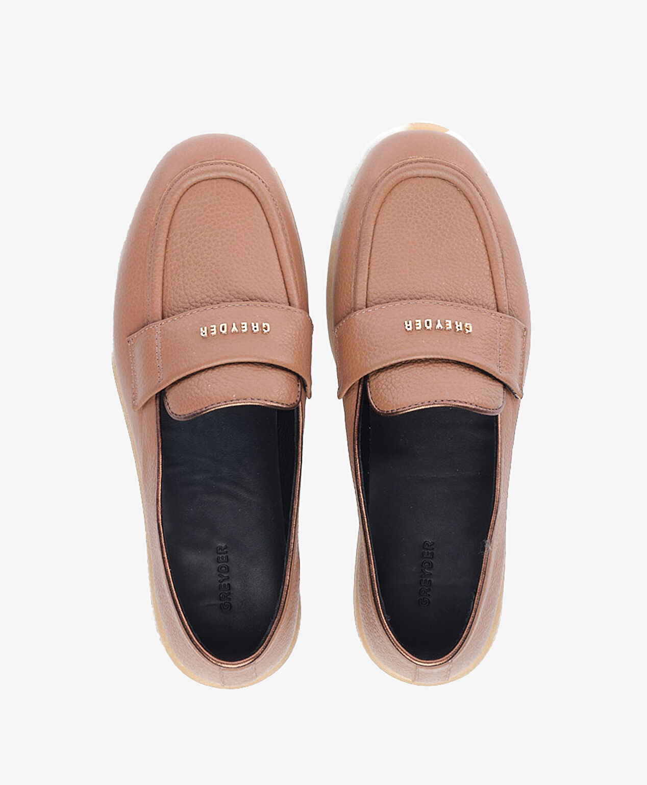 Kadın Taba Hakiki Deri Loafer Ayakkabı - 5