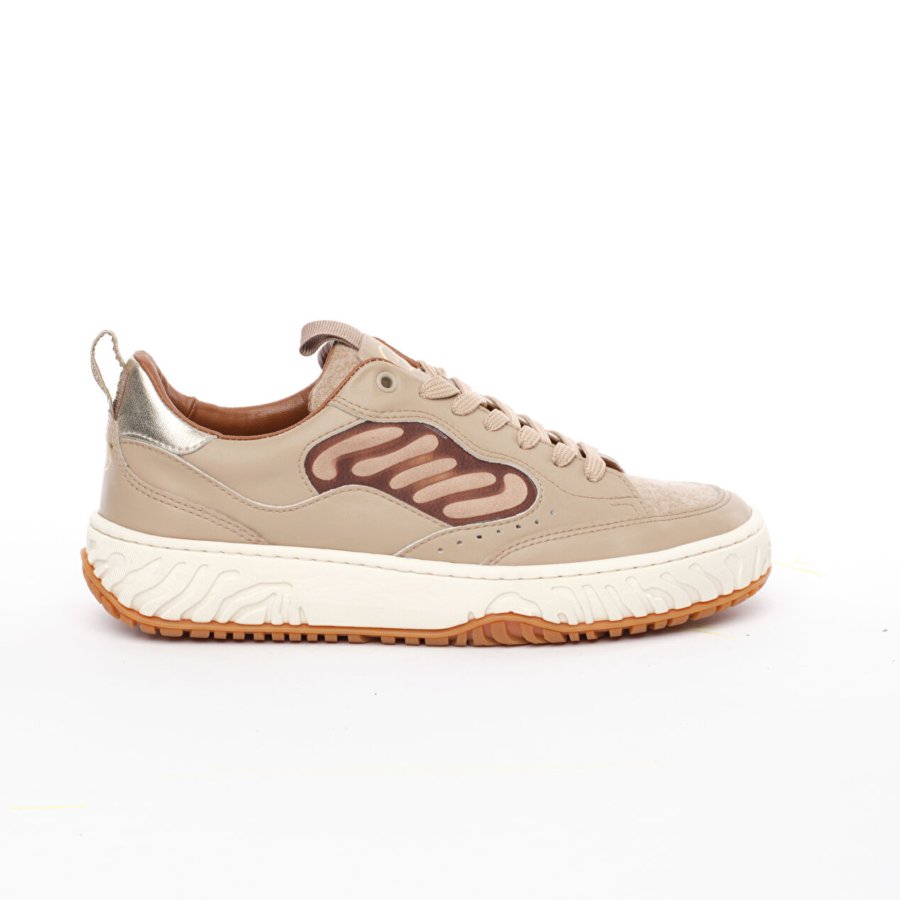 Kadın Kum Hakiki Deri Sneaker Ayakkabı - 1