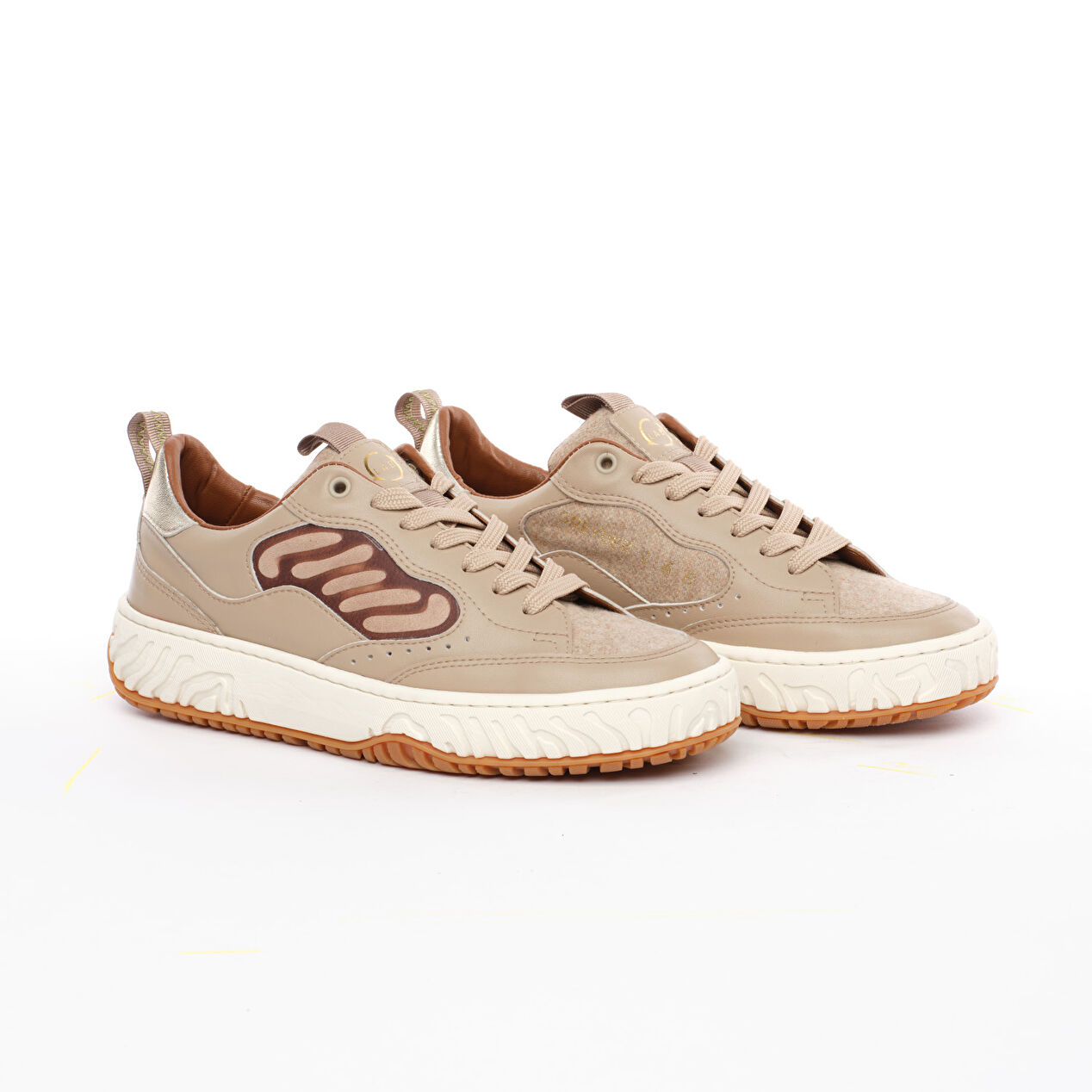 Kadın Kum Hakiki Deri Sneaker Ayakkabı - 3