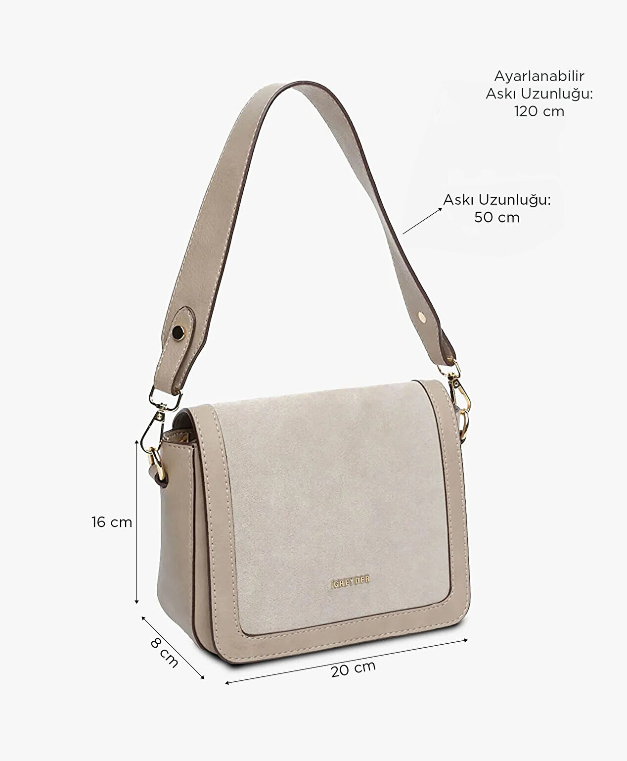 Kadın Ekru Hakiki Deri Çapraz Çanta - 2