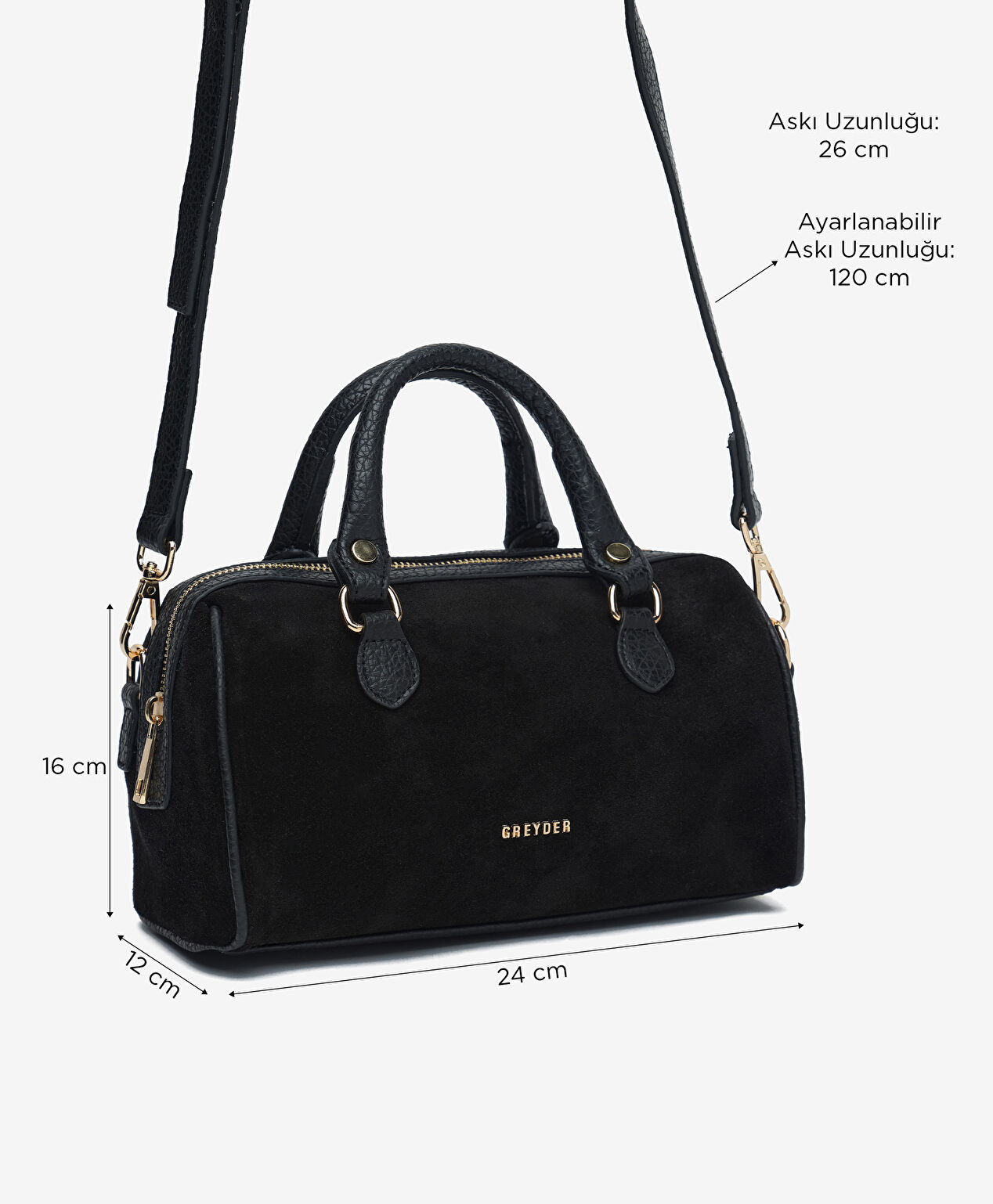 Kadın Siyah Hakiki Deri Çapraz Çanta - 2