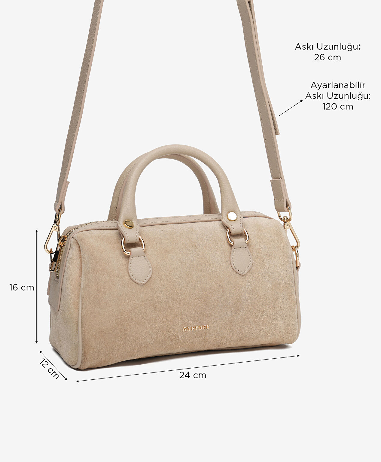 Kadın Bej Hakiki Deri Çapraz Çanta - 2
