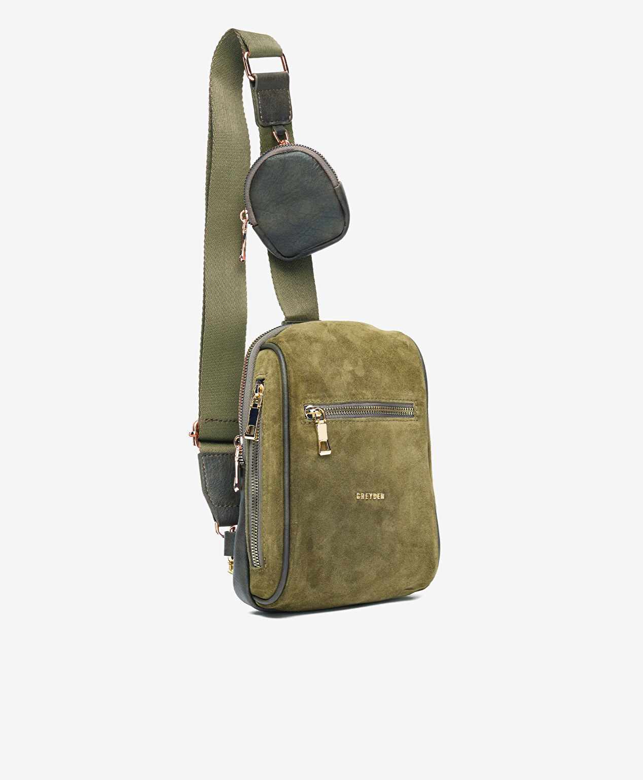 Kadın Haki Hakiki Deri Çapraz Çanta - 2