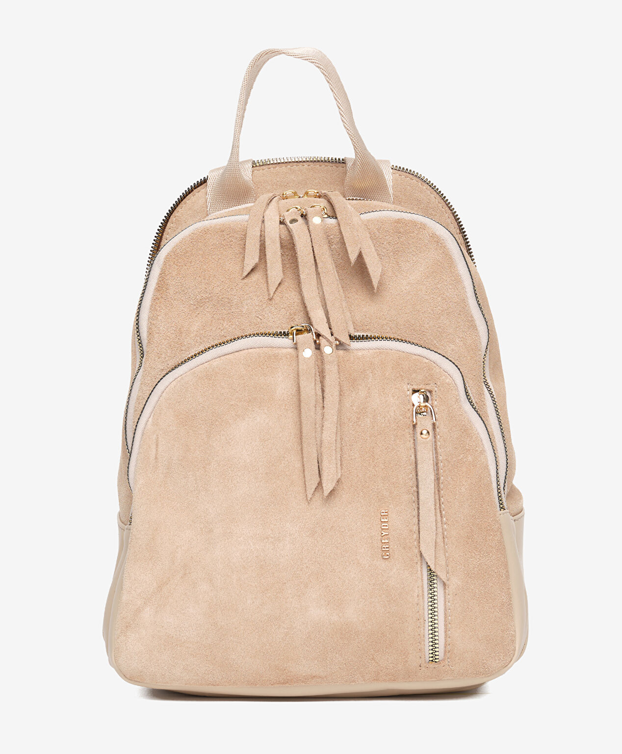 Kadın Bej Hakiki Deri Sırt Çantası - 1