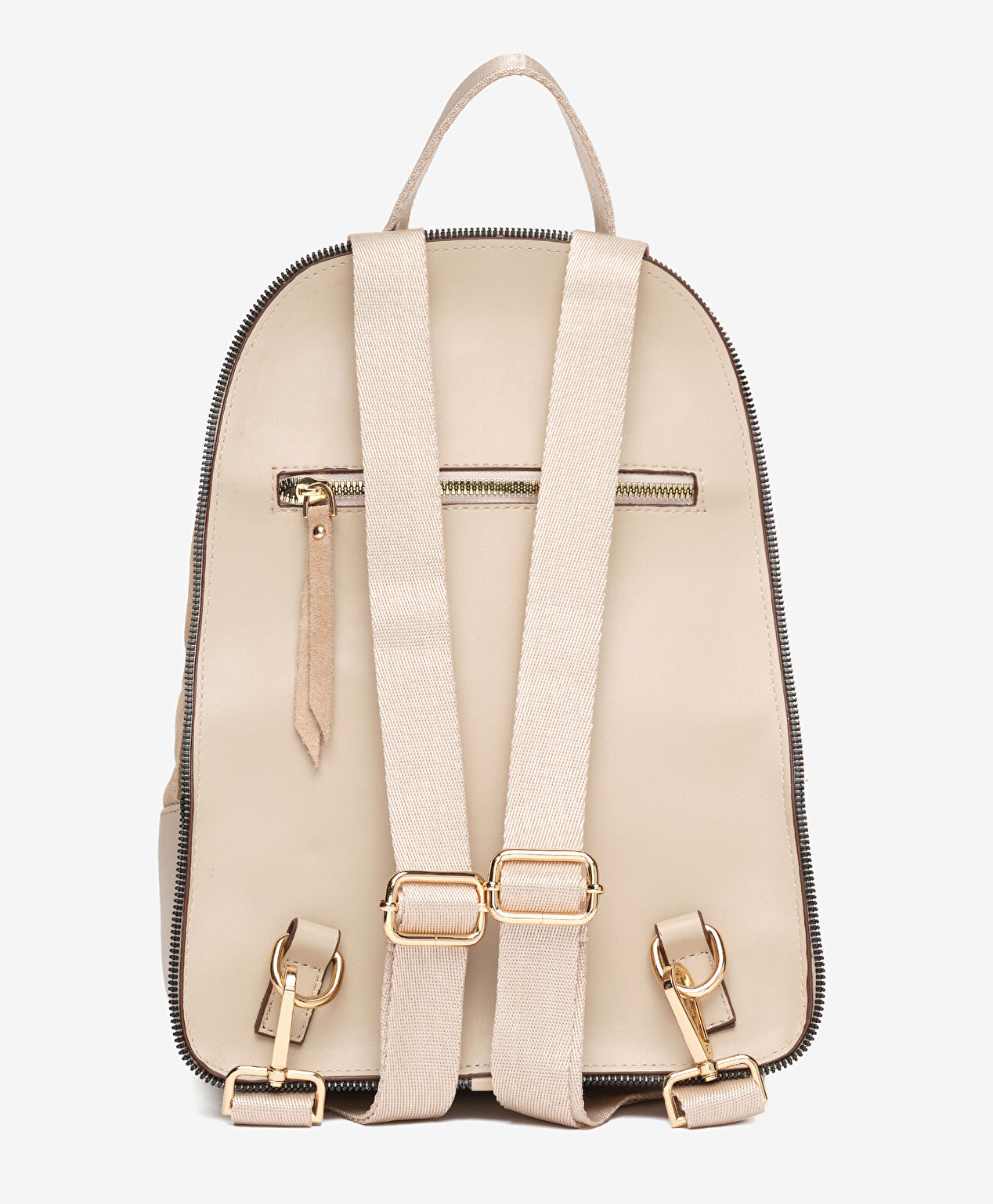 Kadın Bej Hakiki Deri Sırt Çantası - 3