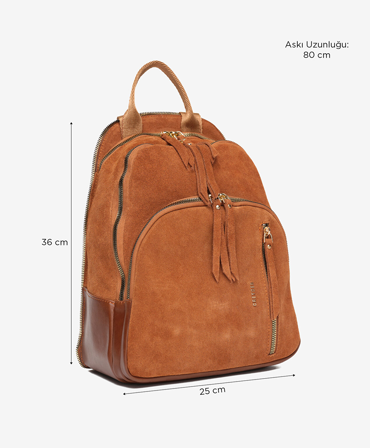 Kadın Taba Hakiki Deri Sırt Çantası - 6