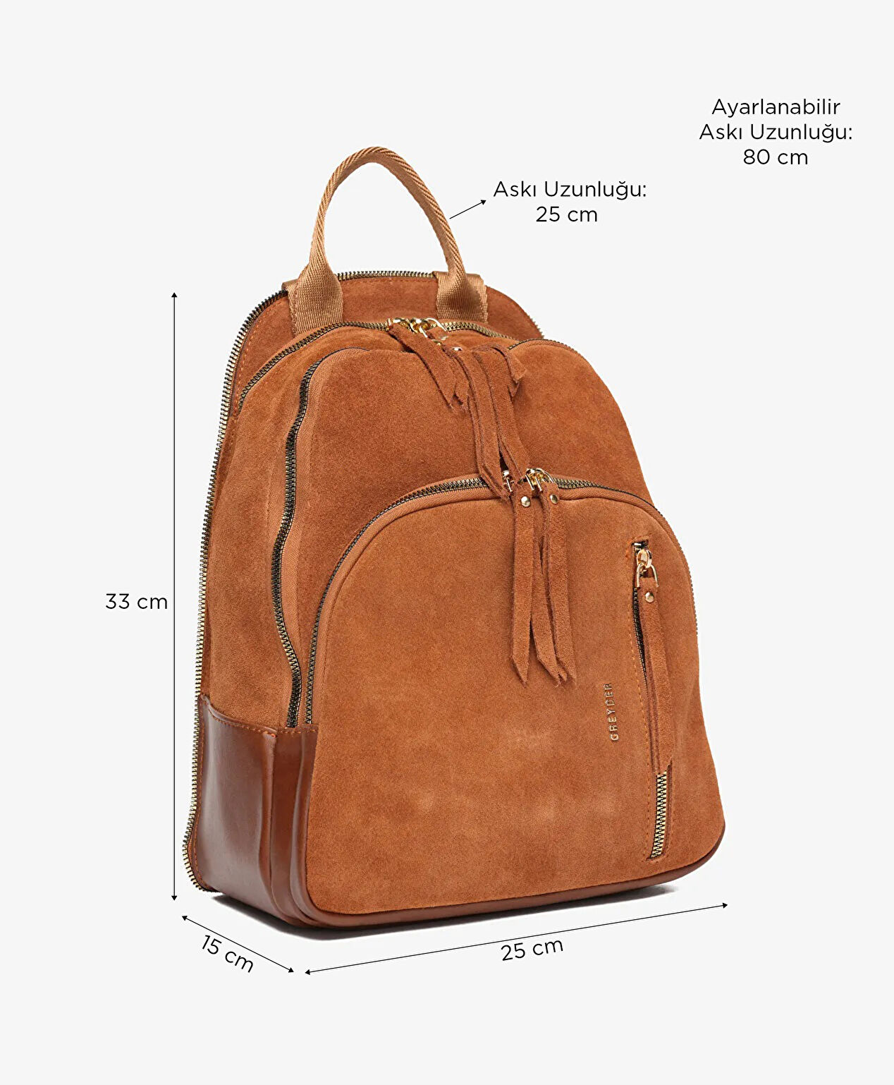 Kadın Taba Hakiki Deri Sırt Çantası - 3