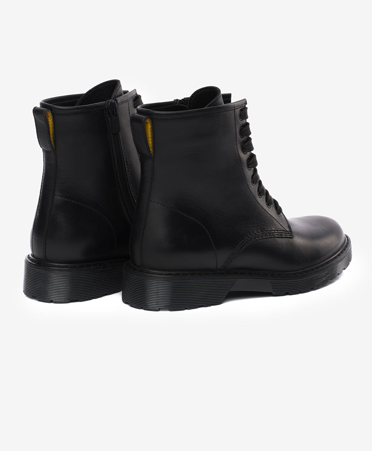 Kadın Siyah Hakiki Deri Military Bot - 4