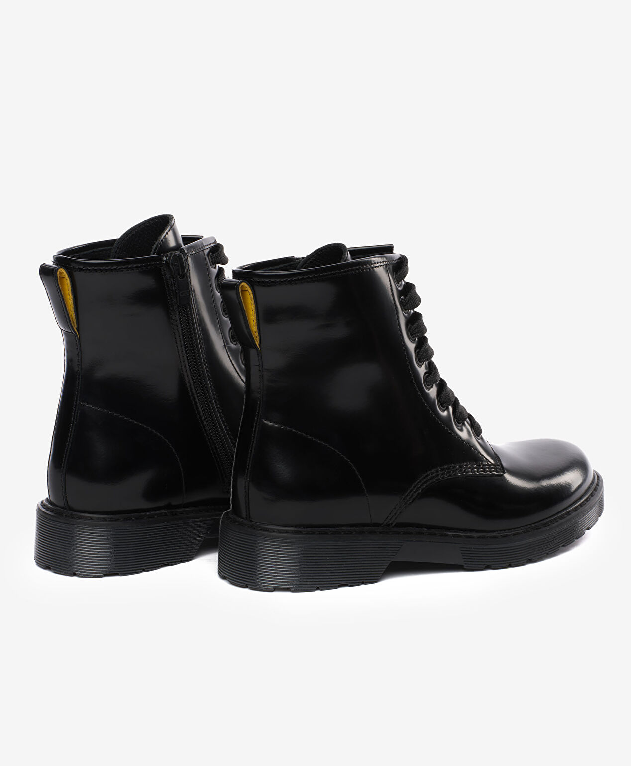 Kadın Siyah Hakiki Deri Military Bot - 4