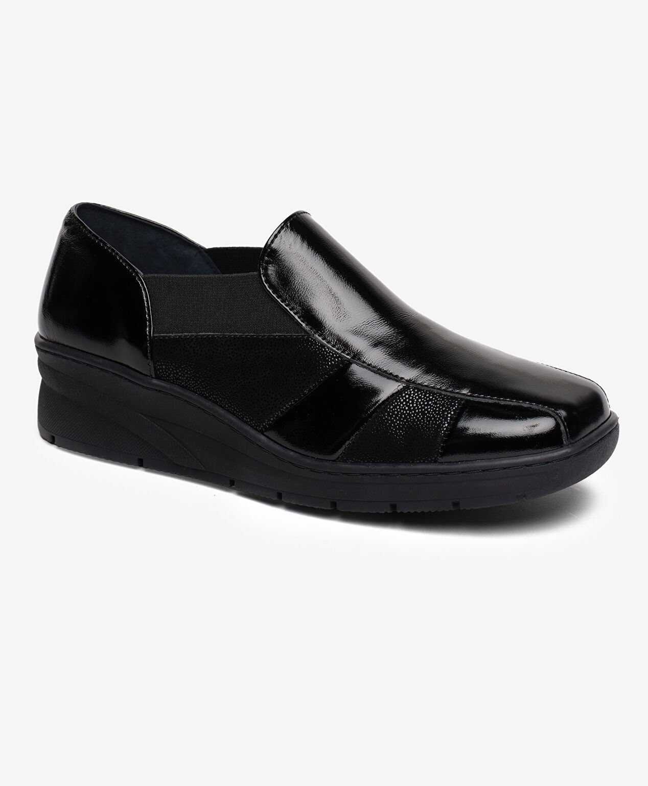 Kadın Siyah Rugan Hakiki Deri Comfort Ayakkabı - 2