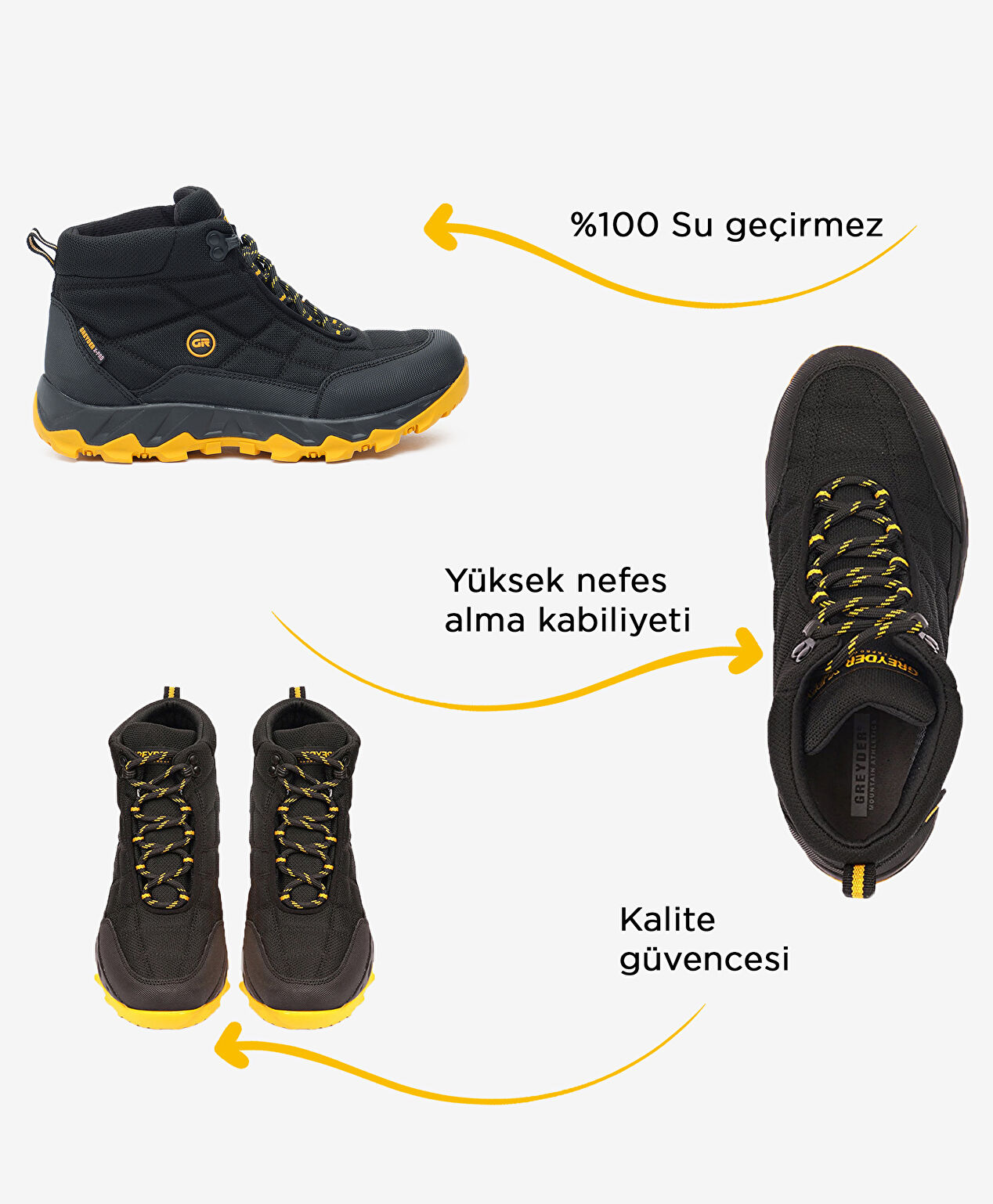 Kadın Siyah Sarı Outdoor Bot - 3