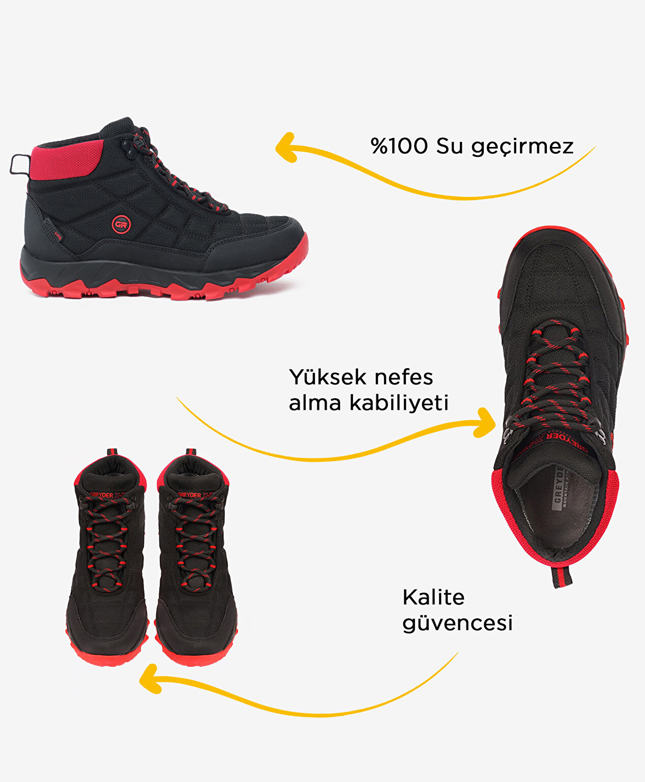 Kadın Siyah Kırmızı Outdoor Bot - 3