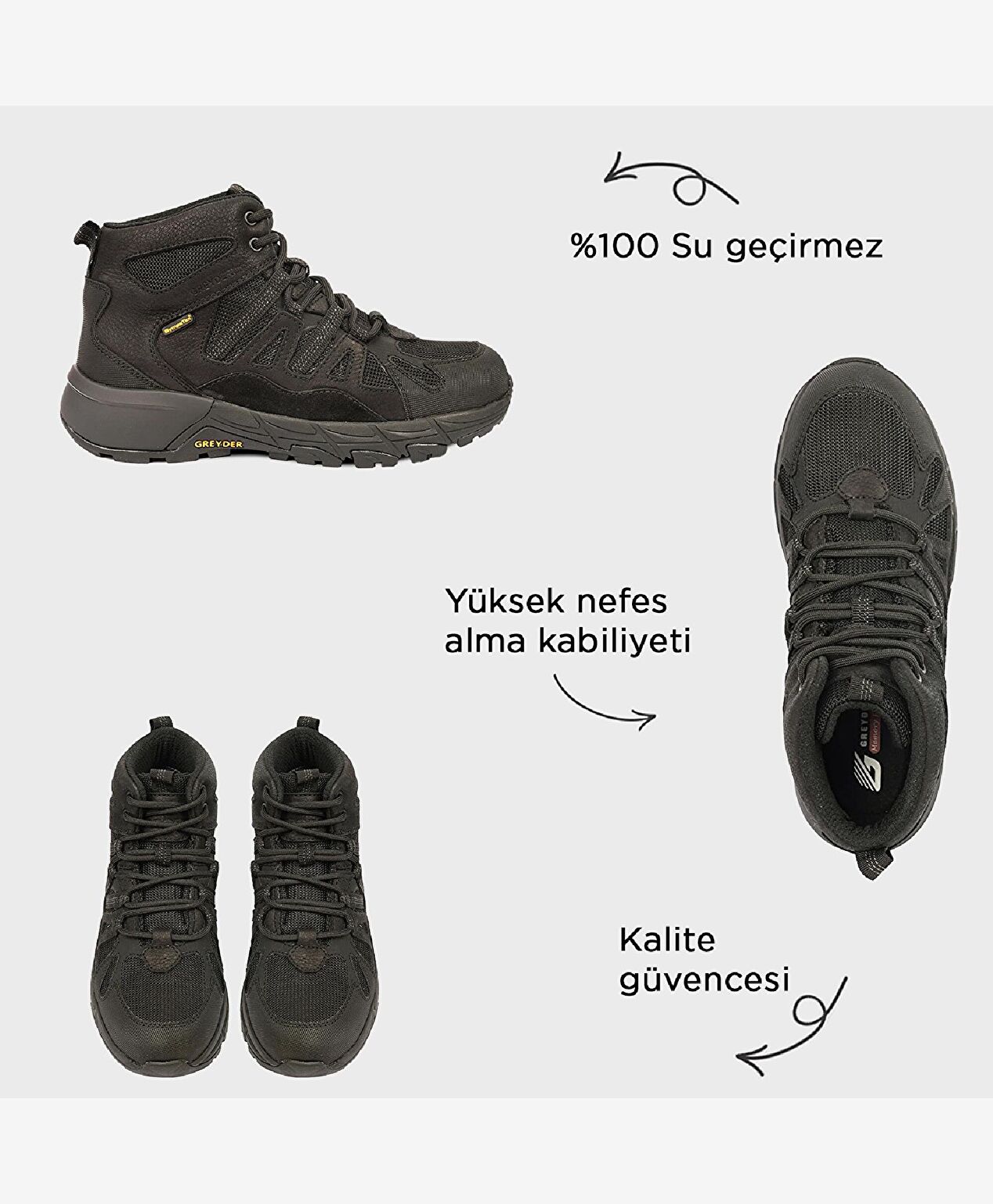 Kadın Siyah Su Geçirmez Outdoor Bot - 2