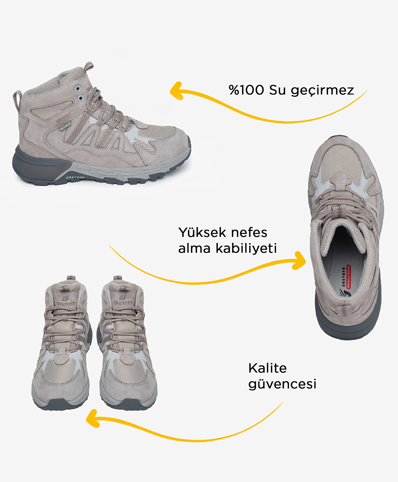 Kadın Açık Gri Su Geçirmez Outdoor Bot - 2