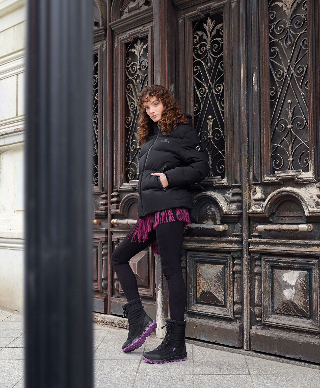 Kadın Siyah Mor Su Geçirmez Outdoor Kar Botu - 7