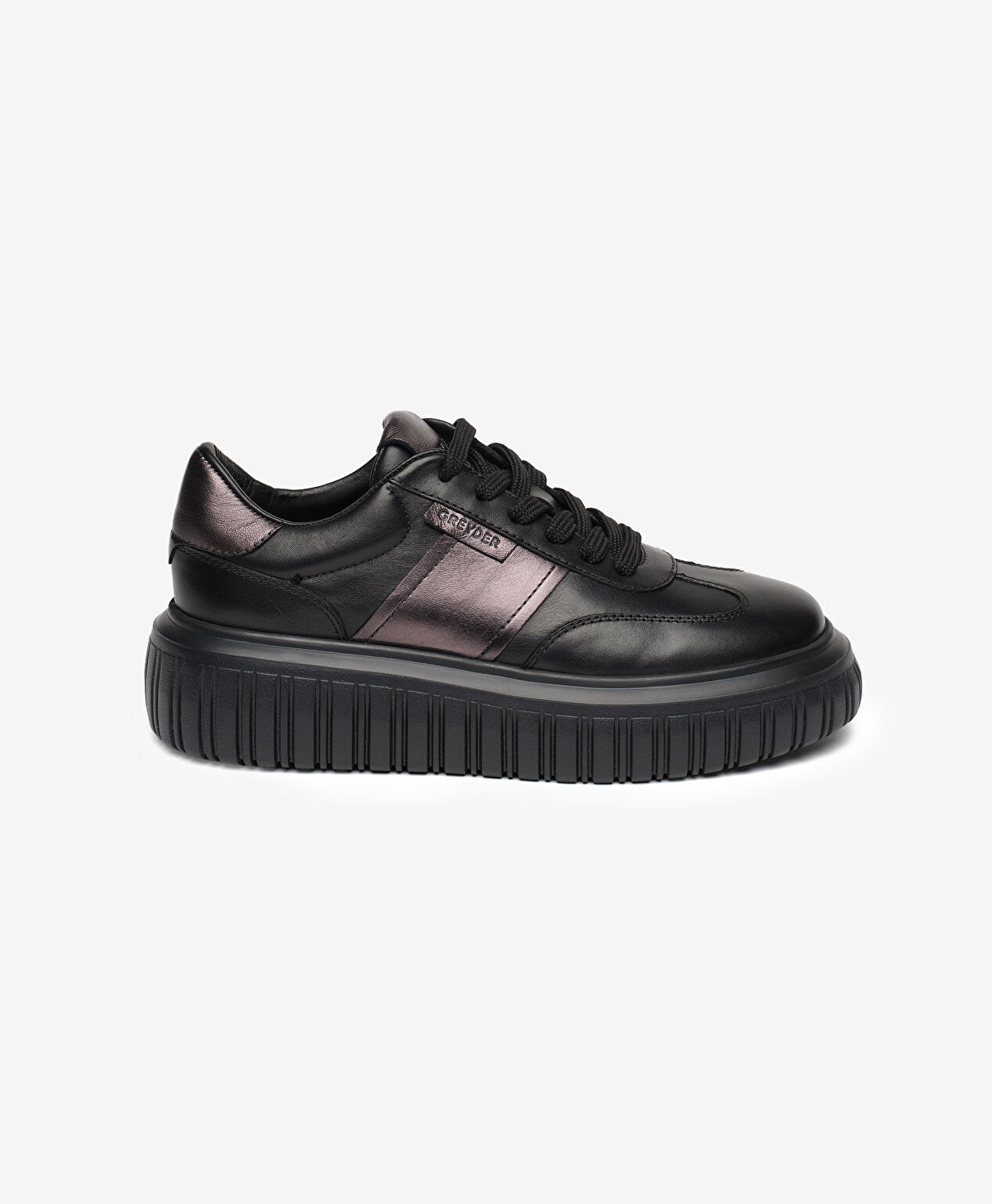 Kadın Siyah Hakiki Deri Sneaker Ayakkabı - 1