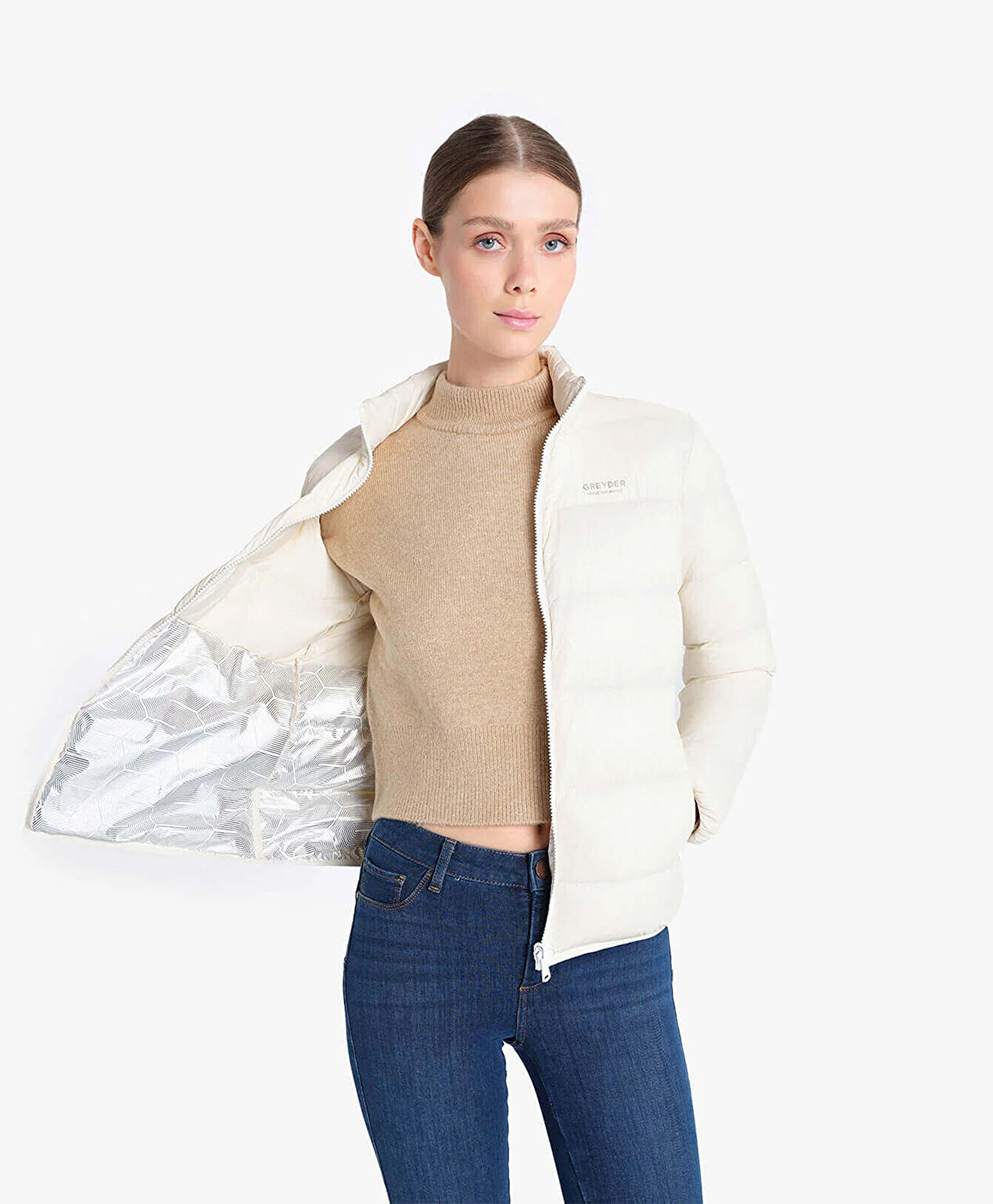 Kadın Beyaz Mont - 11