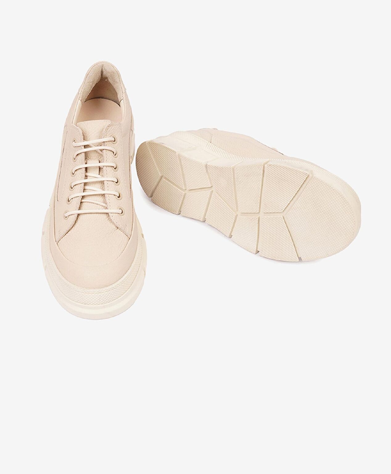 Kadın Ekru Hakiki Deri Ayakkabı - 6