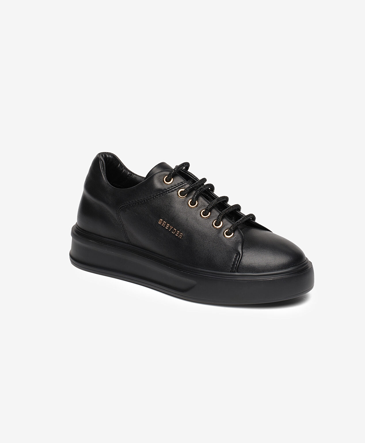 Kadın Siyah Hakiki Deri Sneaker Ayakkabı - 2